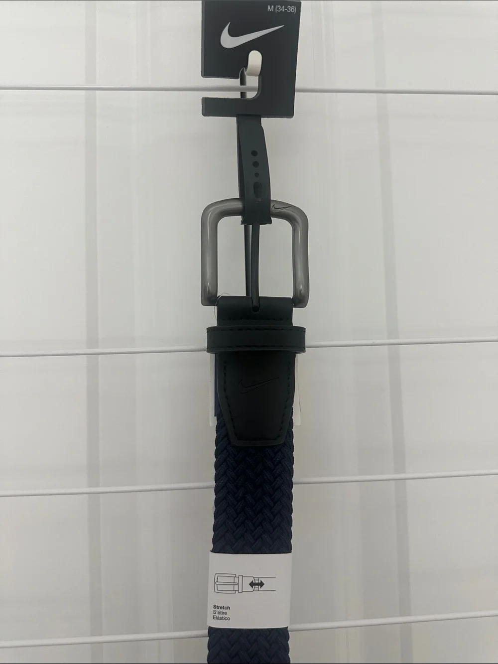 Nike Men's Navy and Black Woven Stretch Belt